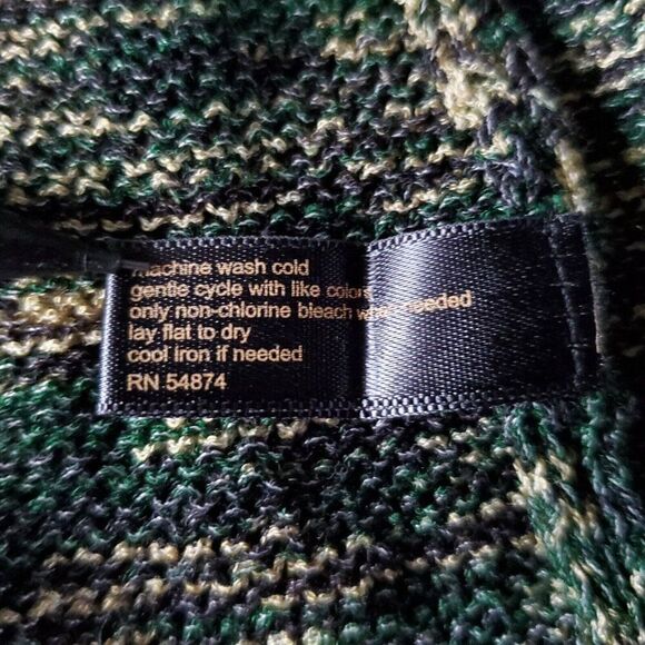 Outback Red Womens Cardigan Sweater L Green Yellow Marled Knit Tie Belt Tunic - Picture 4 of 5